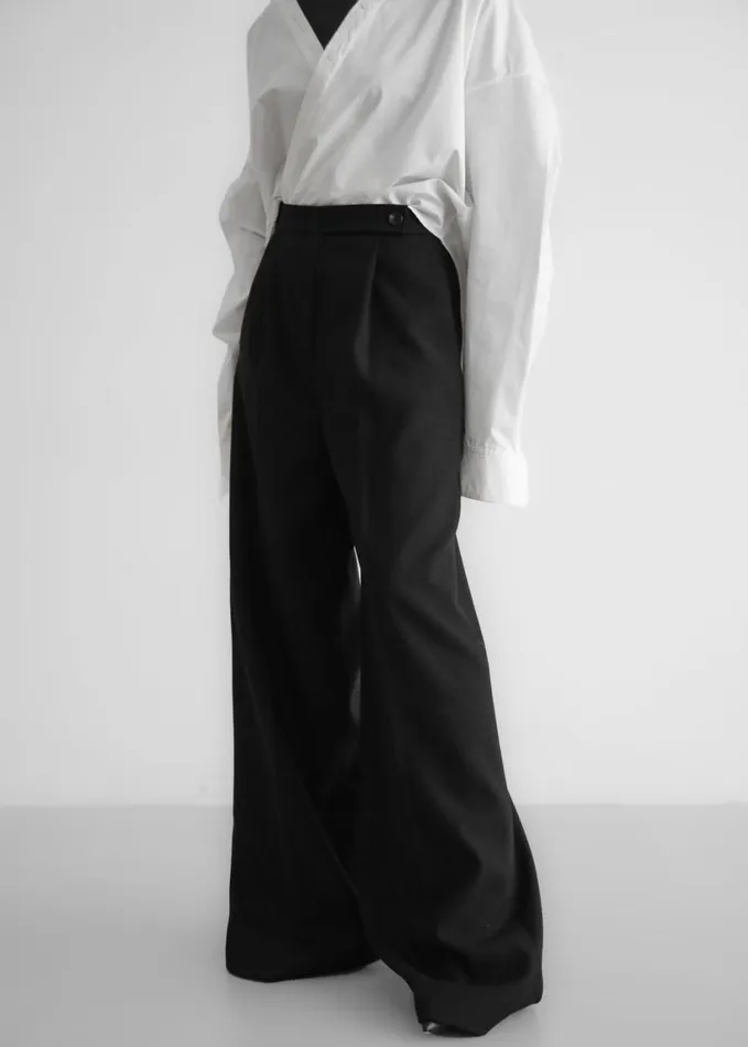 Clothing Women The Frankie Shop Kamila Wide Leg Trousers 8211 Black