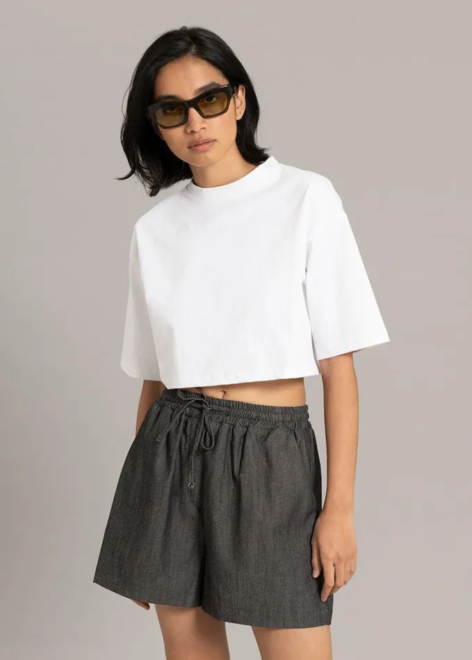Clothing Women The Frankie Shop Karina Cropped TShirt 8211 White