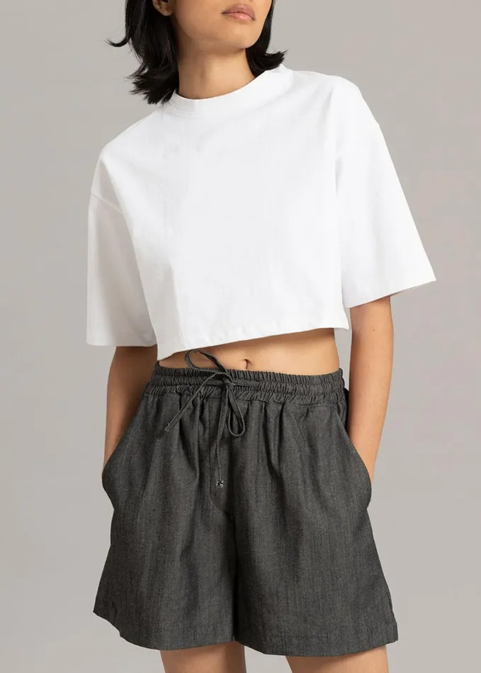 Clothing Women The Frankie Shop Karina Cropped TShirt 8211 White