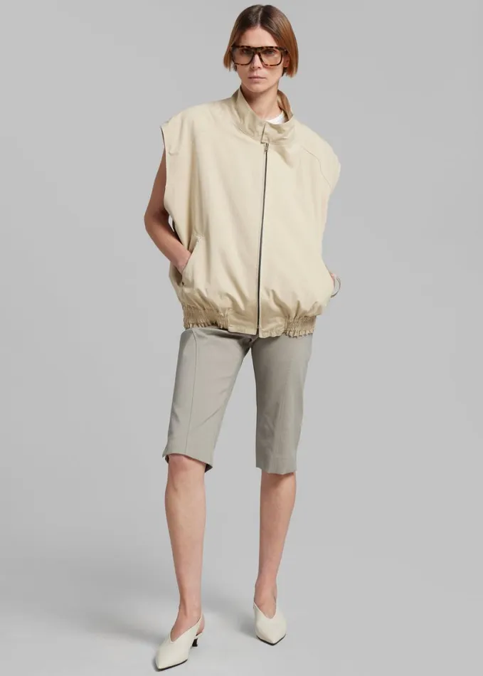 Clothing Women The Frankie Shop Lance Sleeveless Bomber Jacket 8211 Beige