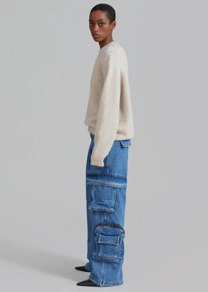 Clothing Women The Frankie Shop Lenny Cargo Jeans 8211 Blue Denim