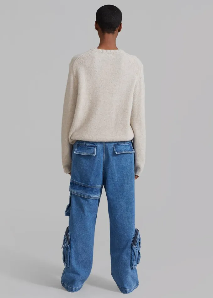 Clothing Women The Frankie Shop Lenny Cargo Jeans 8211 Blue Denim