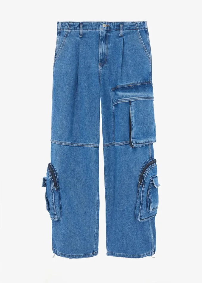 Clothing Women The Frankie Shop Lenny Cargo Jeans 8211 Blue Denim