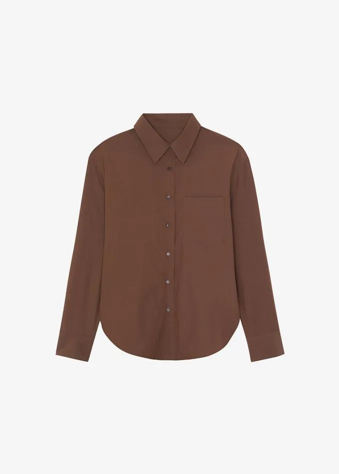 Clothing Women The Frankie Shop Lui Organic Cotton Shirt 8211 Chocolate