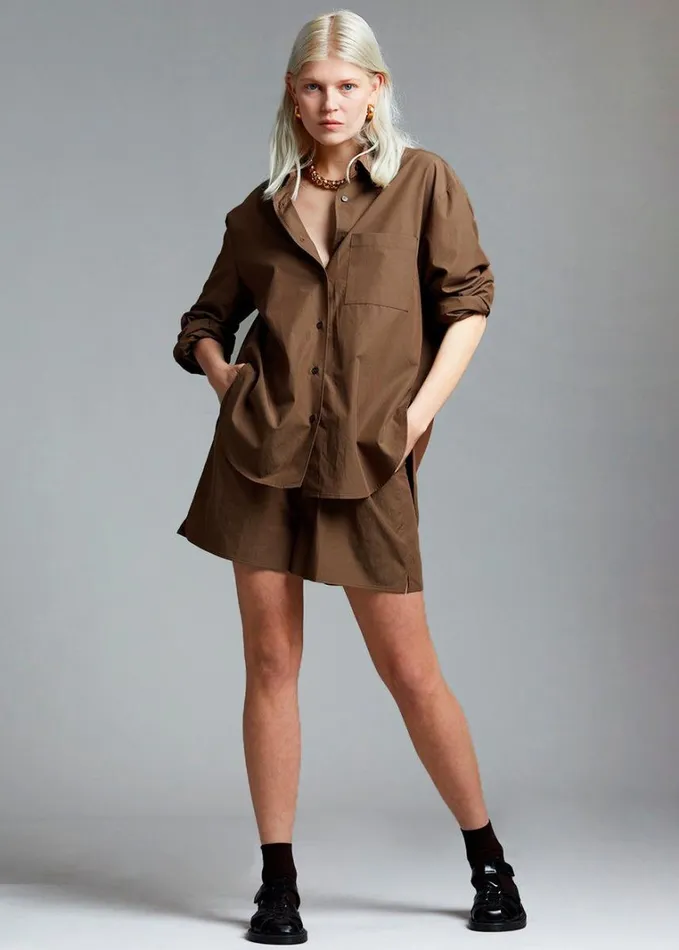 Clothing Women The Frankie Shop Lui Organic Cotton Shirt 8211 Chocolate