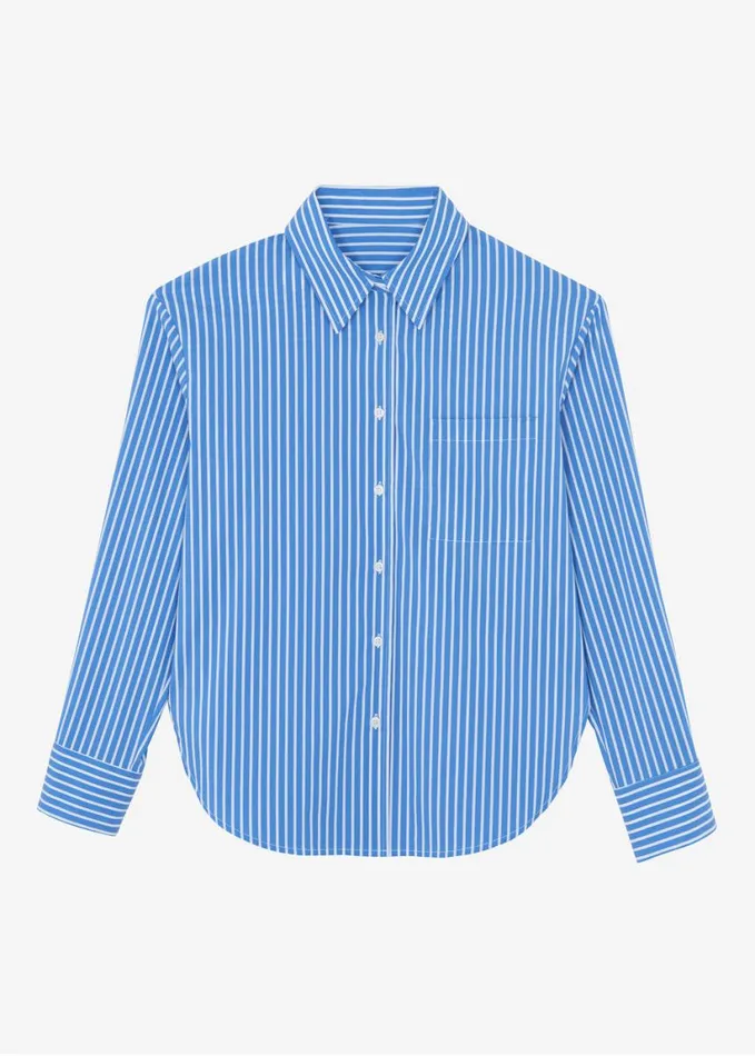 Clothing Women The Frankie Shop Lui Thin Stripe Shirt 8211 Medium Blue Stripe