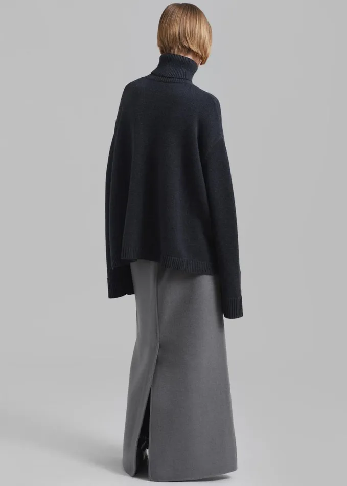 Clothing Women The Frankie Shop Malvo Long Wool Pencil Skirt 8211 Grey