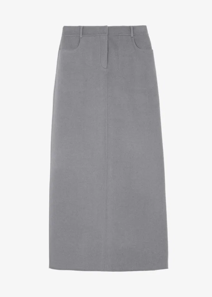 Clothing Women The Frankie Shop Malvo Long Wool Pencil Skirt 8211 Grey