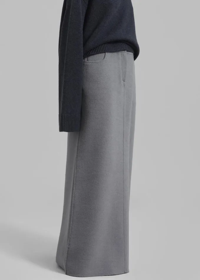 Clothing Women The Frankie Shop Malvo Long Wool Pencil Skirt 8211 Grey