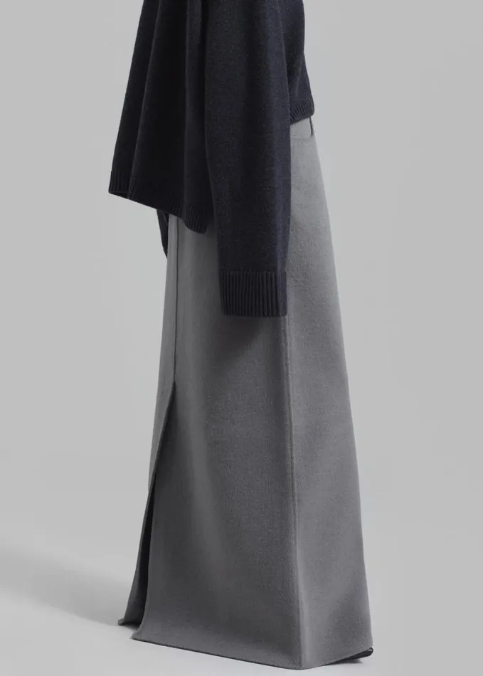 Clothing Women The Frankie Shop Malvo Long Wool Pencil Skirt 8211 Grey