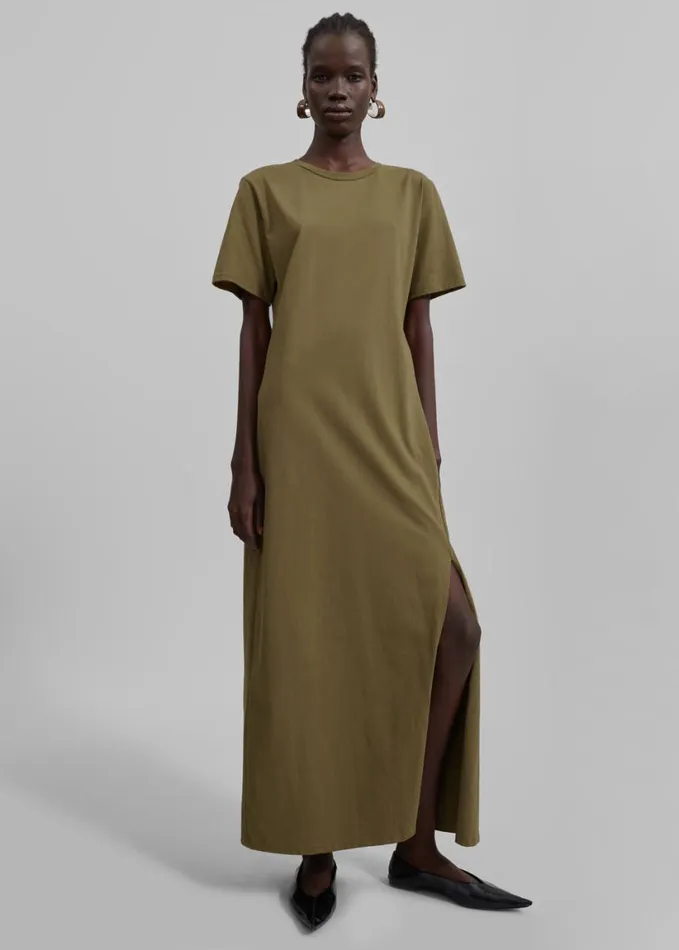Clothing Women The Frankie Shop Marina Maxi Slit Dress 8211 Khaki
