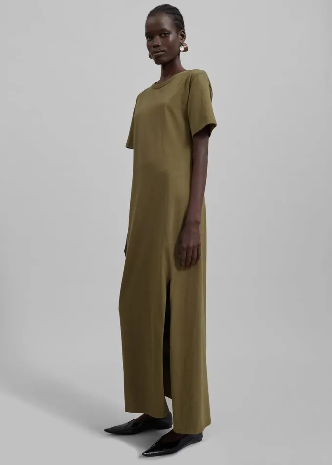 Clothing Women The Frankie Shop Marina Maxi Slit Dress 8211 Khaki