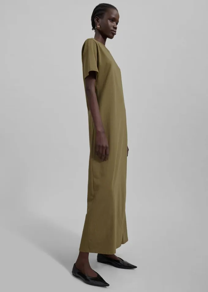 Clothing Women The Frankie Shop Marina Maxi Slit Dress 8211 Khaki