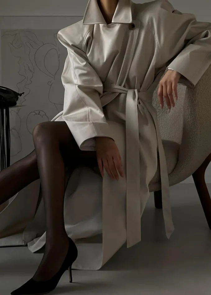 Clothing Women The Frankie Shop Marisol Box Shoulder Trench 8211 Bone
