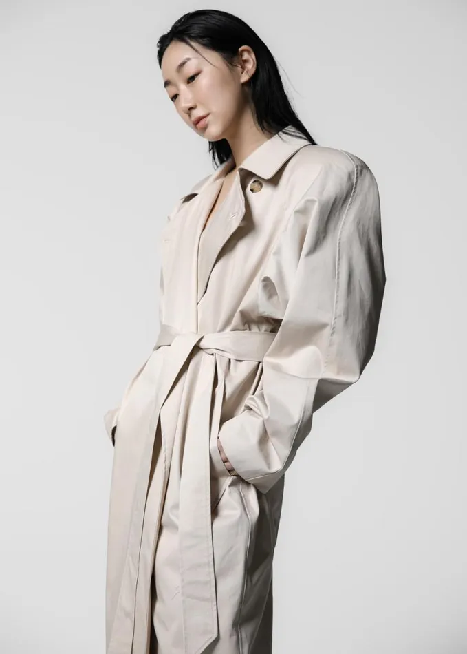 Clothing Women The Frankie Shop Marisol Box Shoulder Trench 8211 Bone
