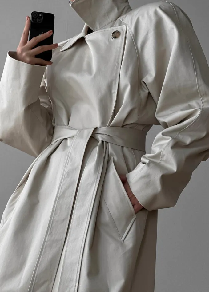 Clothing Women The Frankie Shop Marisol Box Shoulder Trench 8211 Bone