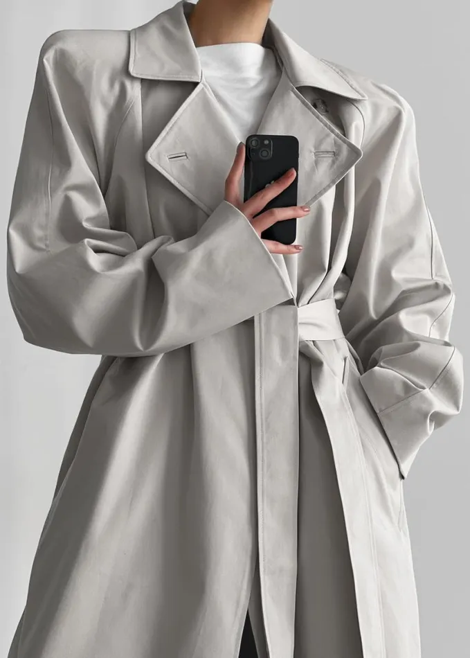 Clothing Women The Frankie Shop Marisol Box Shoulder Trench 8211 Bone