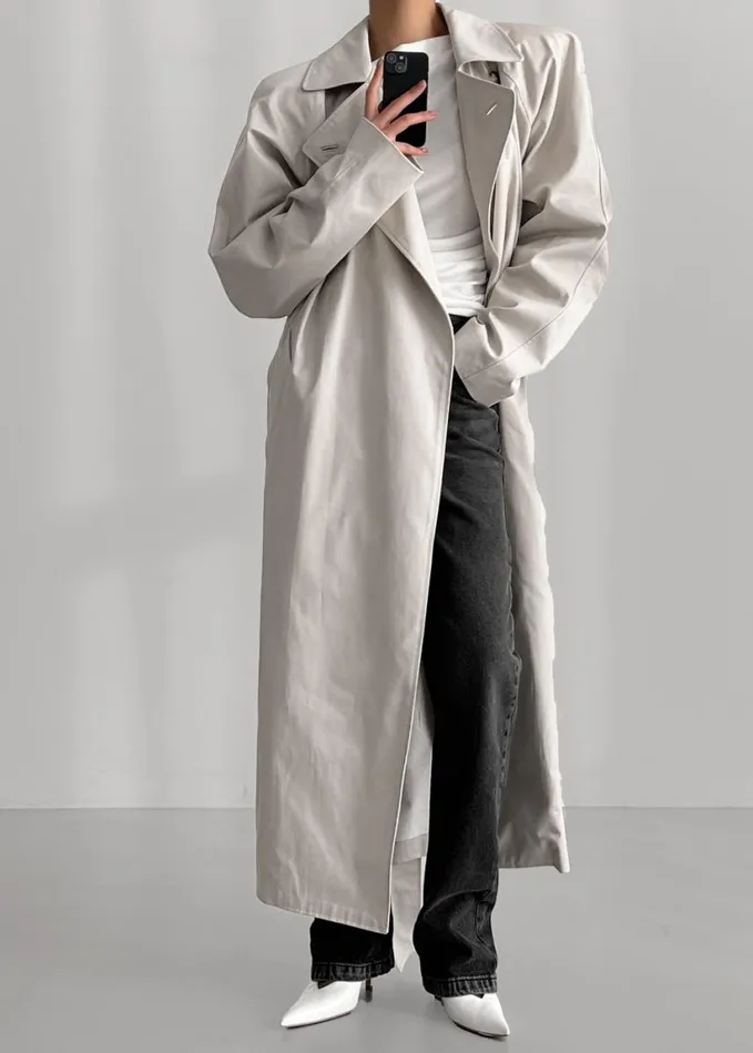 Clothing Women The Frankie Shop Marisol Box Shoulder Trench 8211 Bone