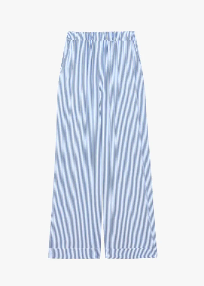 Clothing Women The Frankie Shop Mirca Fluid Elastic Pants 8211 WhiteBlue Stripe