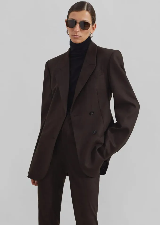 Clothing Women The Frankie Shop Morrison Crossover Blazer 8211 Brown