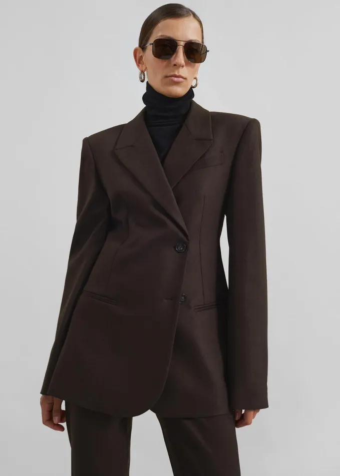 Clothing Women The Frankie Shop Morrison Crossover Blazer 8211 Brown