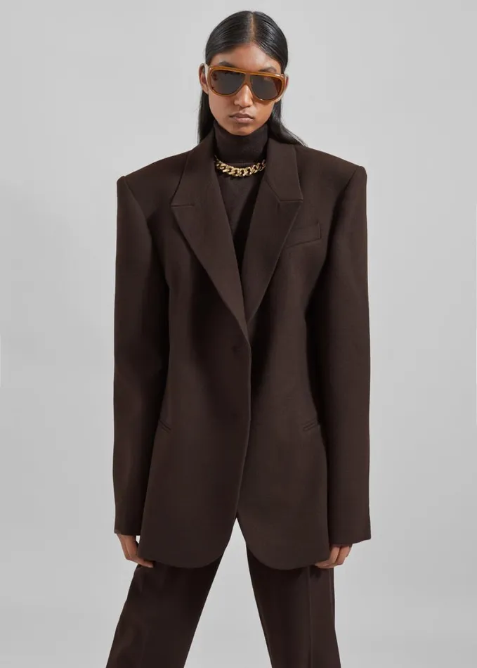 Clothing Women The Frankie Shop Morrison Crossover Blazer 8211 Brown