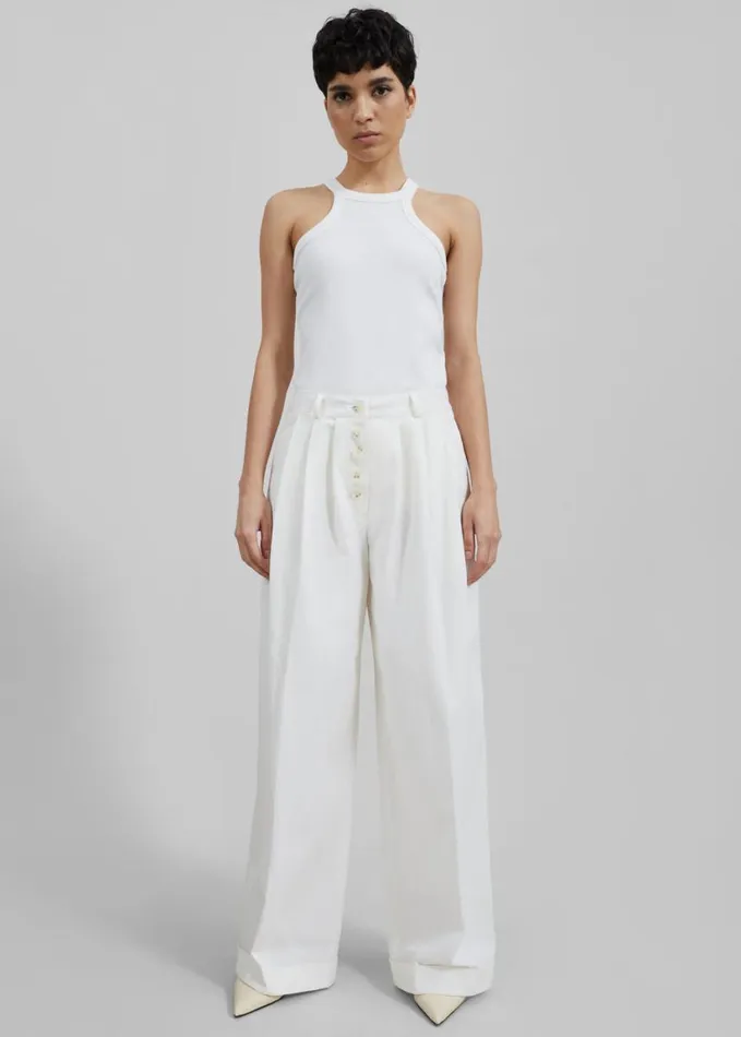 Clothing Women The Frankie Shop Omi Halter Tank Top 8211 White
