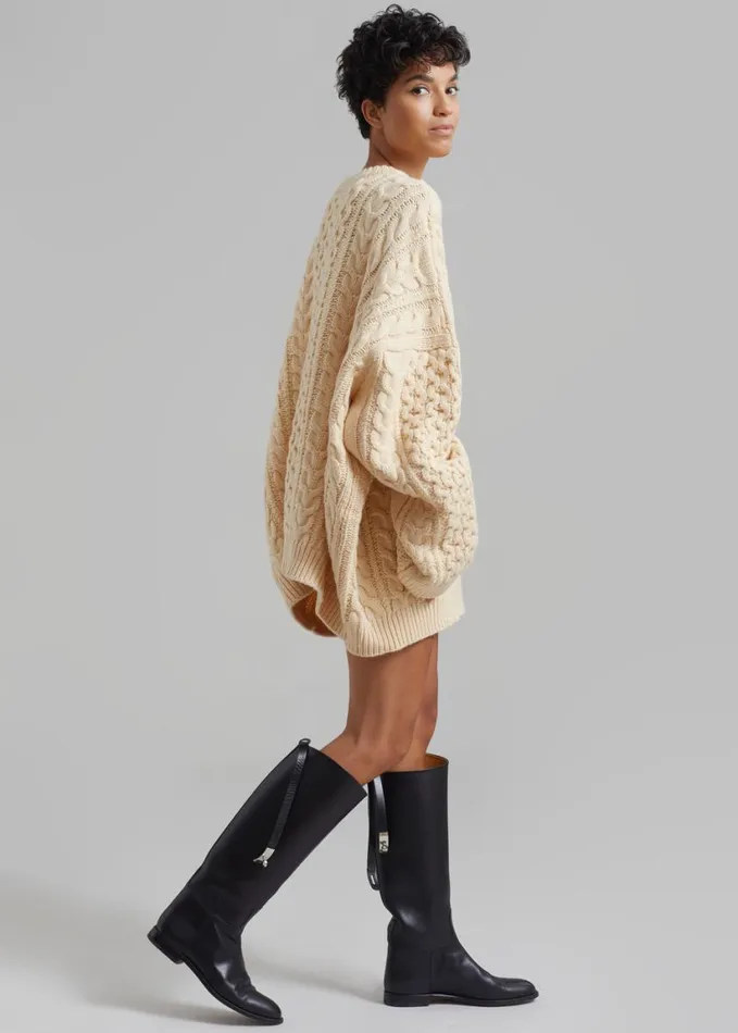 Clothing Women The Frankie Shop Pailey Braided Sweater 8211 Cream