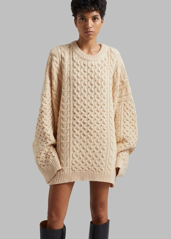 Clothing Women The Frankie Shop Pailey Braided Sweater 8211 Cream
