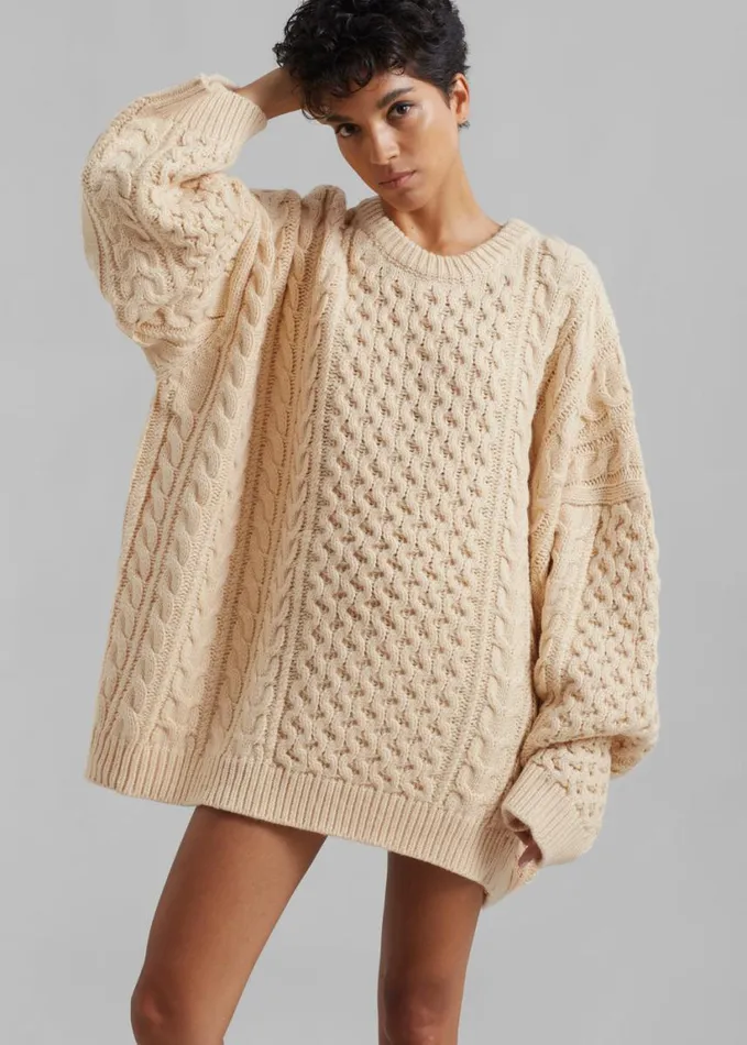 Clothing Women The Frankie Shop Pailey Braided Sweater 8211 Cream