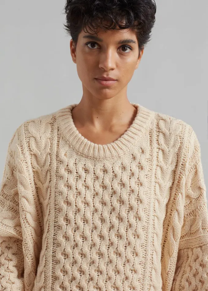 Clothing Women The Frankie Shop Pailey Braided Sweater 8211 Cream