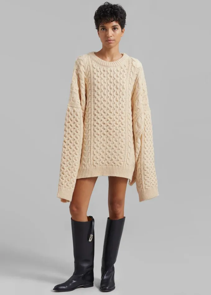 Clothing Women The Frankie Shop Pailey Braided Sweater 8211 Cream