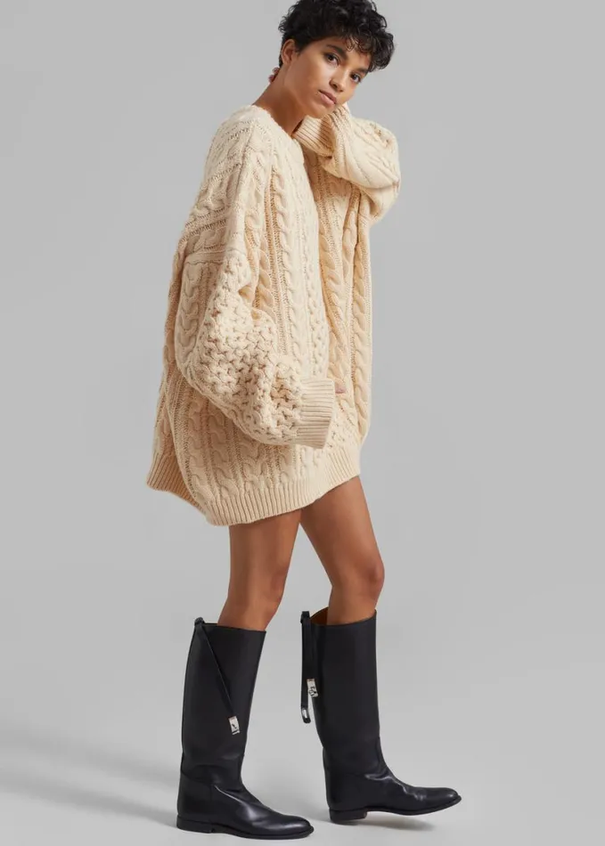 Clothing Women The Frankie Shop Pailey Braided Sweater 8211 Cream
