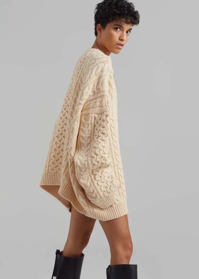 Clothing Women The Frankie Shop Pailey Braided Sweater 8211 Cream