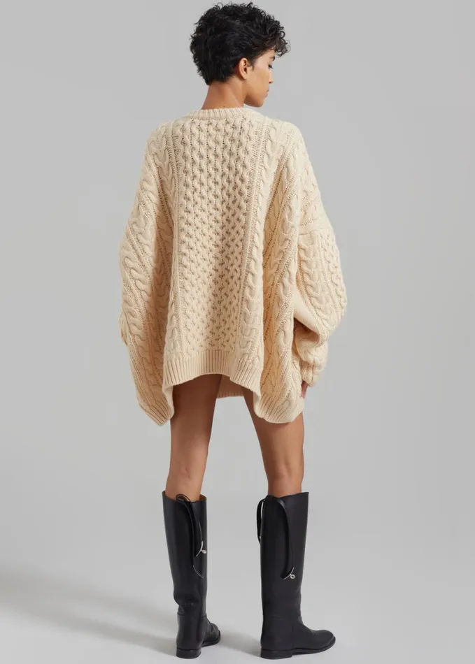 Clothing Women The Frankie Shop Pailey Braided Sweater 8211 Cream