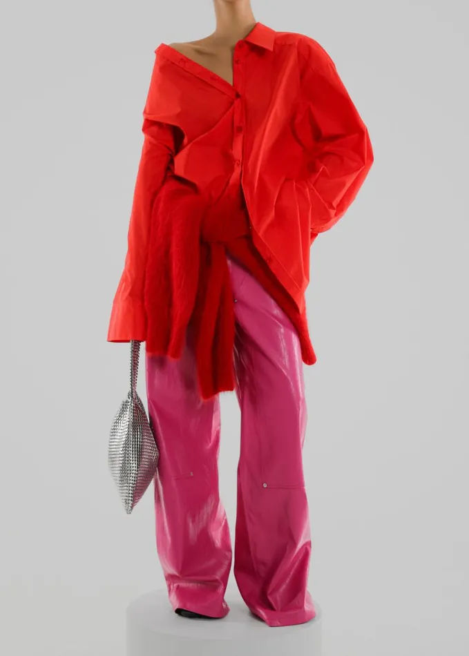 Clothing Women The Frankie Shop Prato Button Up Shirt 8211 Red