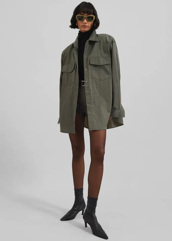 Clothing Women The Frankie Shop Prilly Oversized Shirt 8211 Khaki