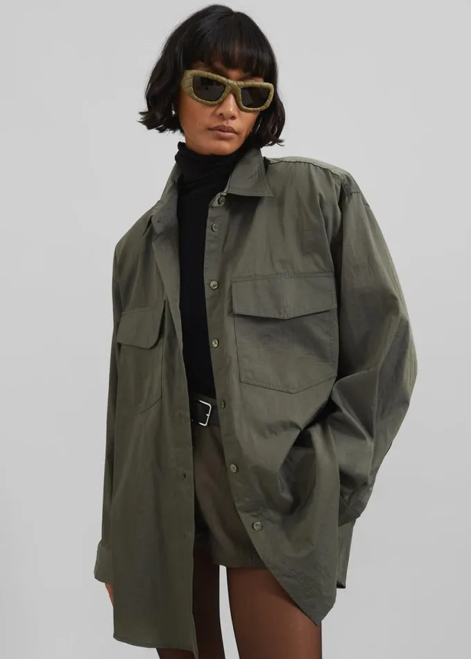 Clothing Women The Frankie Shop Prilly Oversized Shirt 8211 Khaki