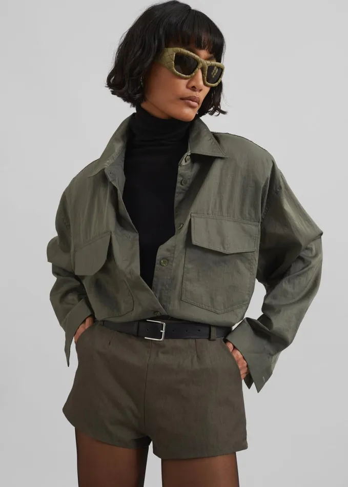 Clothing Women The Frankie Shop Prilly Oversized Shirt 8211 Khaki