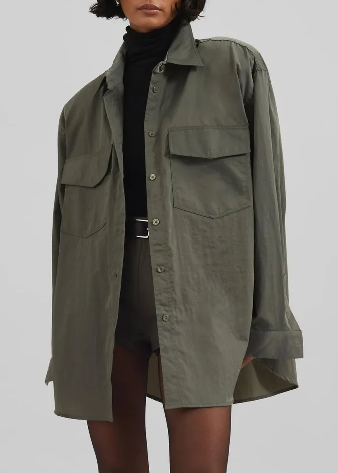 Clothing Women The Frankie Shop Prilly Oversized Shirt 8211 Khaki