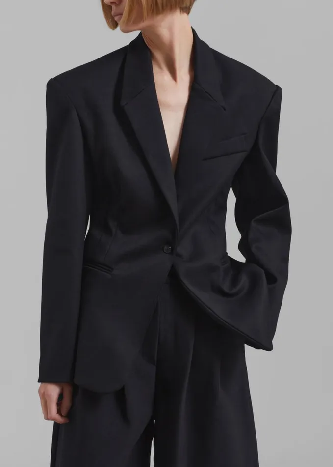 Clothing Women The Frankie Shop Reagan Boxy Padded Blazer 8211 Black