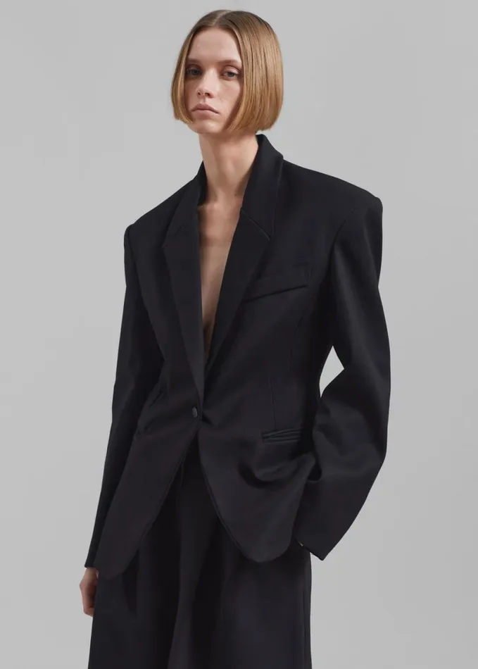 Clothing Women The Frankie Shop Reagan Boxy Padded Blazer 8211 Black
