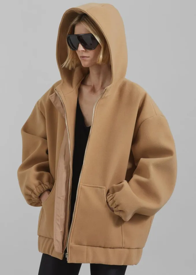 Clothing Women The Frankie Shop Rey Zip Up Hoodie 8211 Beige