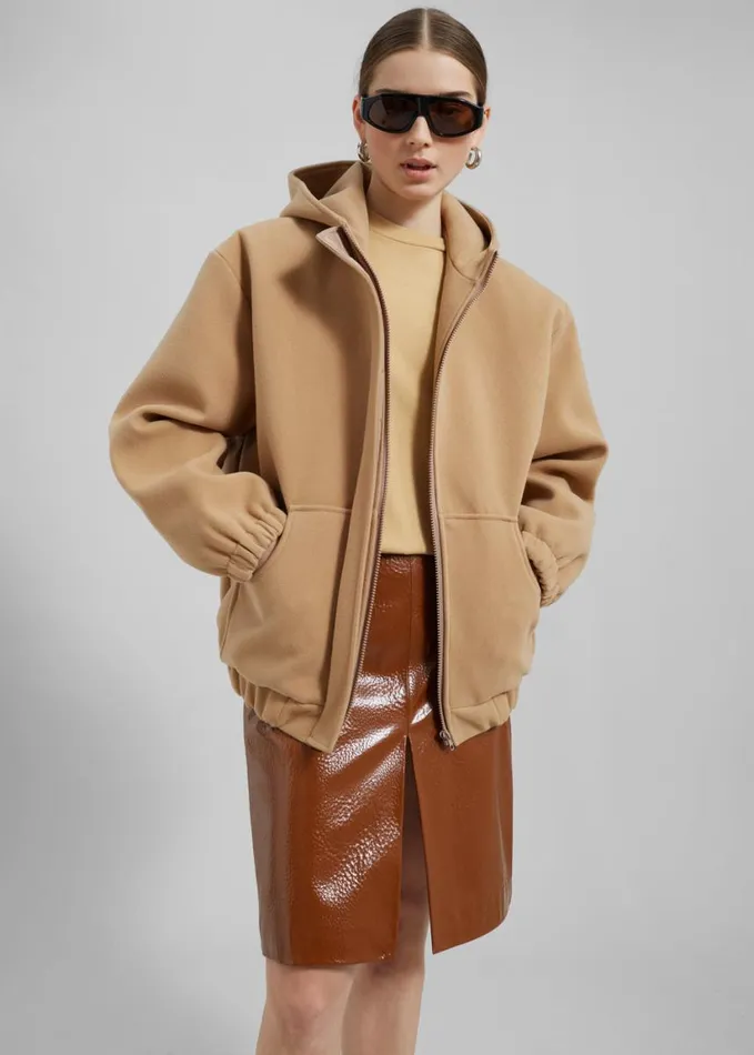 Clothing Women The Frankie Shop Rey Zip Up Hoodie 8211 Beige