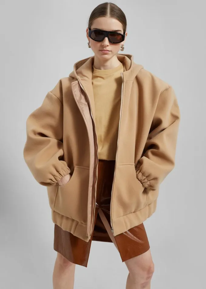 Clothing Women The Frankie Shop Rey Zip Up Hoodie 8211 Beige