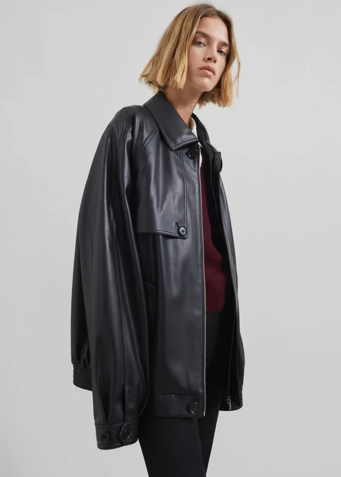 Clothing Women The Frankie Shop Roisin Faux Leather Jacket 8211 Black