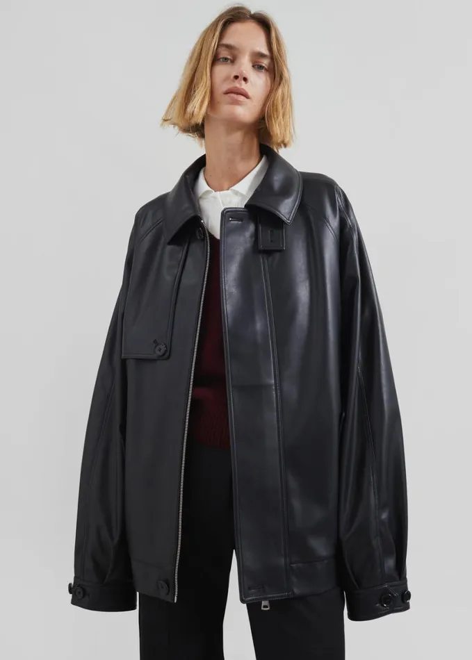 Clothing Women The Frankie Shop Roisin Faux Leather Jacket 8211 Black