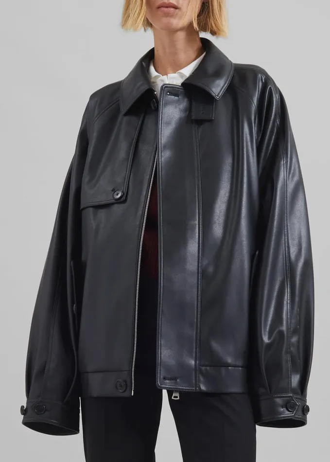 Clothing Women The Frankie Shop Roisin Faux Leather Jacket 8211 Black