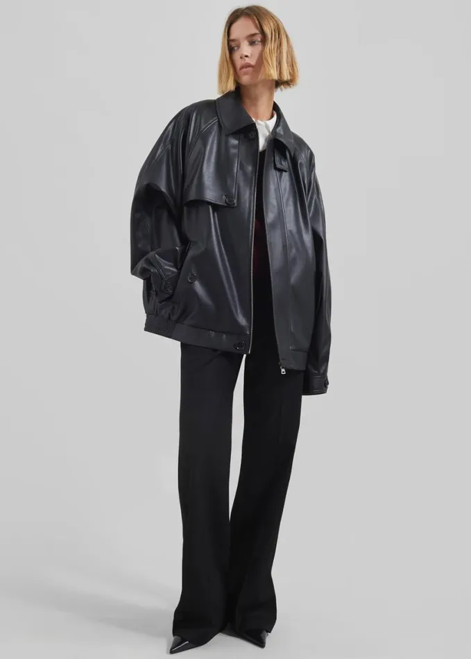 Clothing Women The Frankie Shop Roisin Faux Leather Jacket 8211 Black