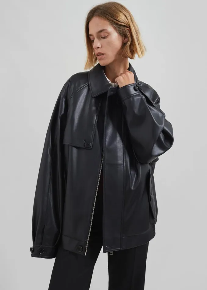 Clothing Women The Frankie Shop Roisin Faux Leather Jacket 8211 Black